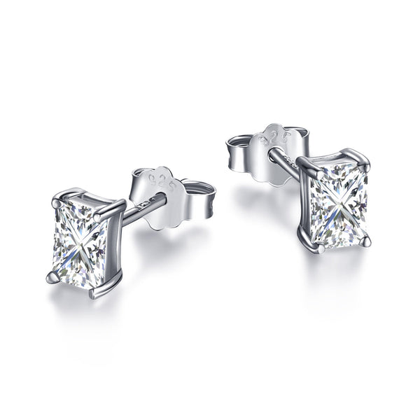 <MAGIC>Stylish Shiny Rectangular Center Stone Stud Earrings