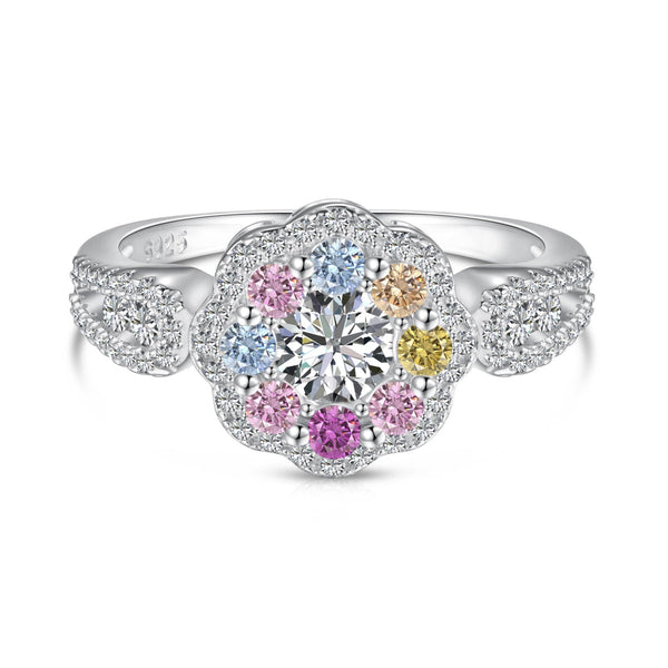 <MAGIC>Delicate Colorful Round Cut Flower Shape Wedding Ring
