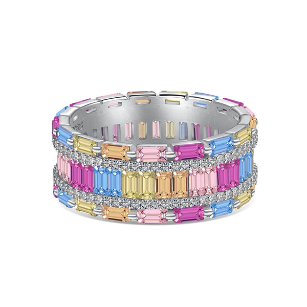 <MAGIC>Dazzling Colorful Radiant Cut Party Ring
