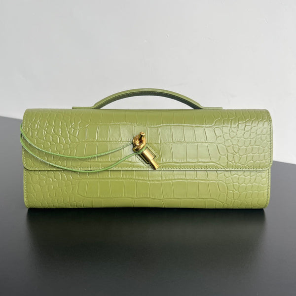 ANDIAMO CLUTCH 31 IN BARLEY CORN CROCODILE PATTERN CALFSKIN