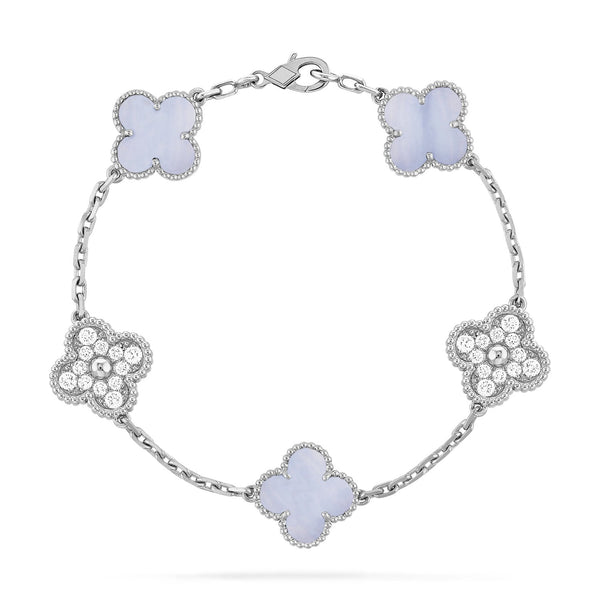 ˇMagic JewelryˇCLOVER  5 MOTIF DIAMOND PURPLE CHALCEDONY BRACELET