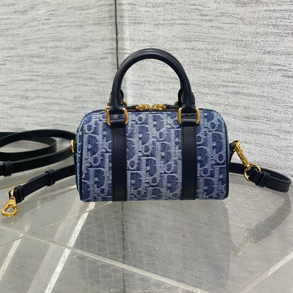 GROOVE MINI 17 BAG IN DENIM BLUE OBLIQUE MONOGRAM JACQUARD