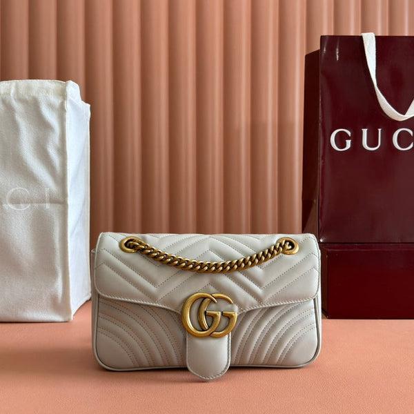 GG MARMONT MATELASSÉ LARGE 26 BAG WHITE CALFSKIN