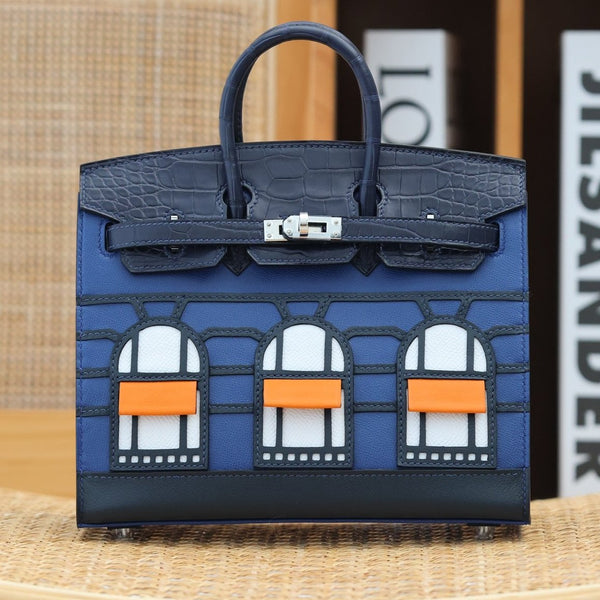 BIRKIN FAUBOURG TOUCH 20 IN NAVY MIX CLASSIC BLUE CALFSKIN WITH SILVER HARDWARE (MADE-TO-ODER)