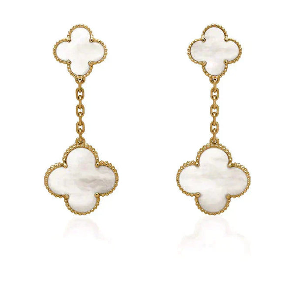 ˇMagic JewelryˇCLOVER 2 MOTIF WHITE MOP EARRINGS